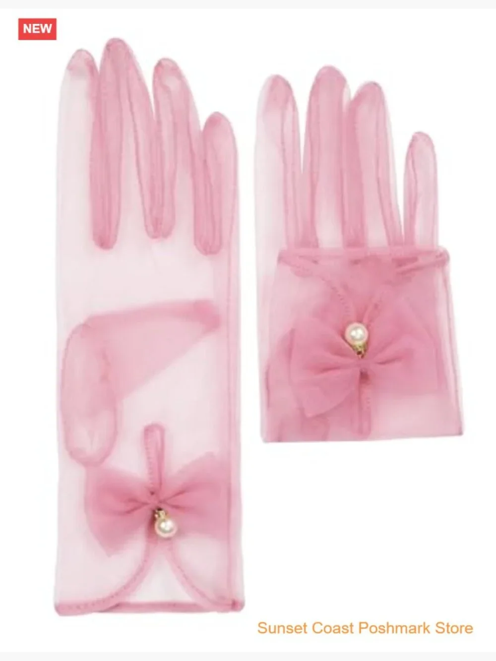 Women's Bow Tea Party Sheer Mesh Opera Gloves - Picture 4 of 6
